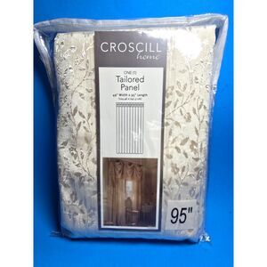 Croscill Home Julia Ivory Floral Jacquard Curtain Panel 49x95 One Tailored 95"